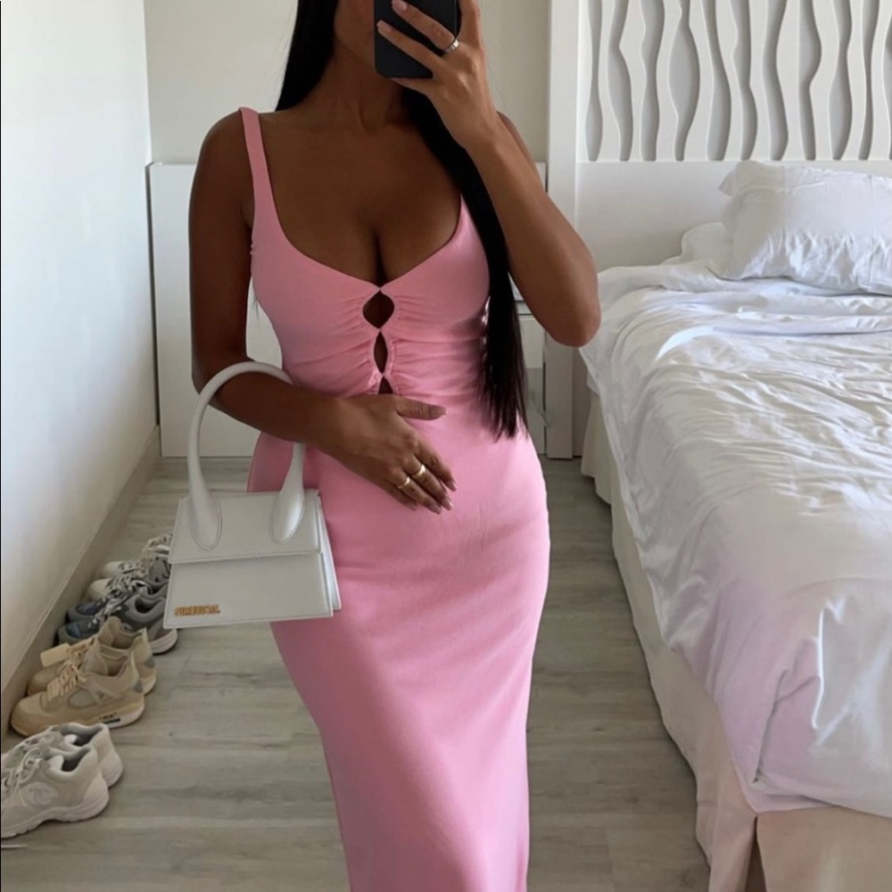 ZARA CUT OUT MIDI DRESS- pink